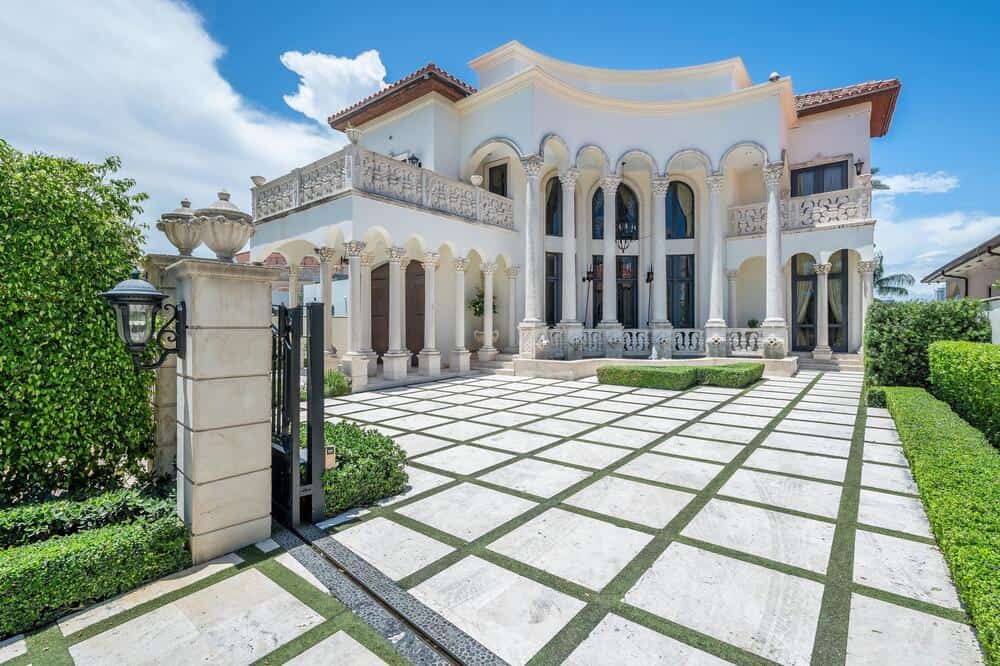 Mediterranean Villa Features Gold-Leaf Fresco of Greek Gods and Grand Onyx Staircase