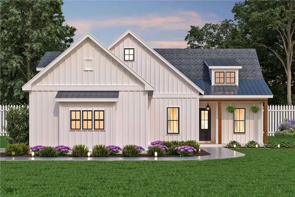 3-Bedroom Single-Story Modern Farmhouse with Open Living Space and Bonus Room (Floor Plan)