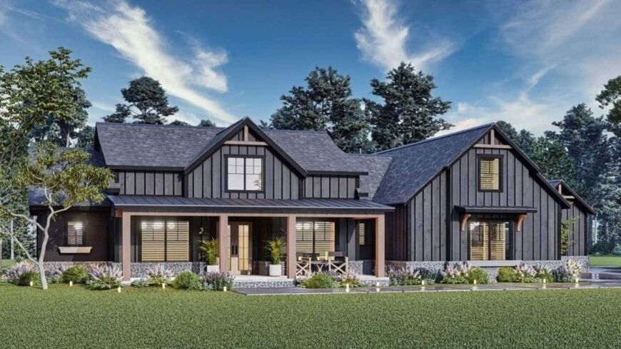 4-Bedroom Modern Single-Story Farmhouse with In-Law Suite and Bonus Expansion (Floor Plan)