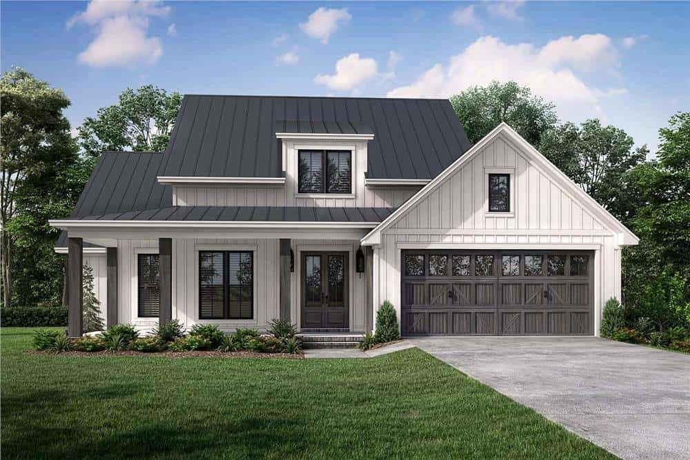 Country Style Single-Story 3-Bedroom Ranch with Front Porch and Open Living Space (Floor Plan)