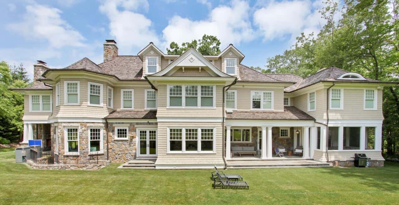 Stone & Shingle Transitional Manor Home in Round Hill, Greenwich