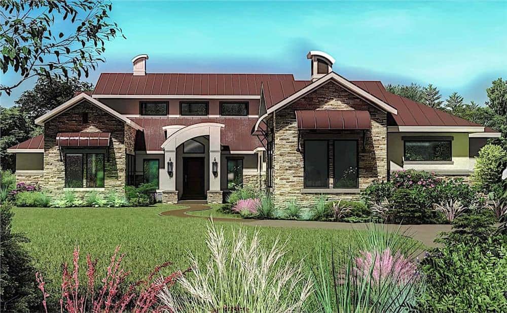 4-Bedroom Single-Story Contemporary Home for a Corner Lot with 3-Car Garage (Floor Plan)