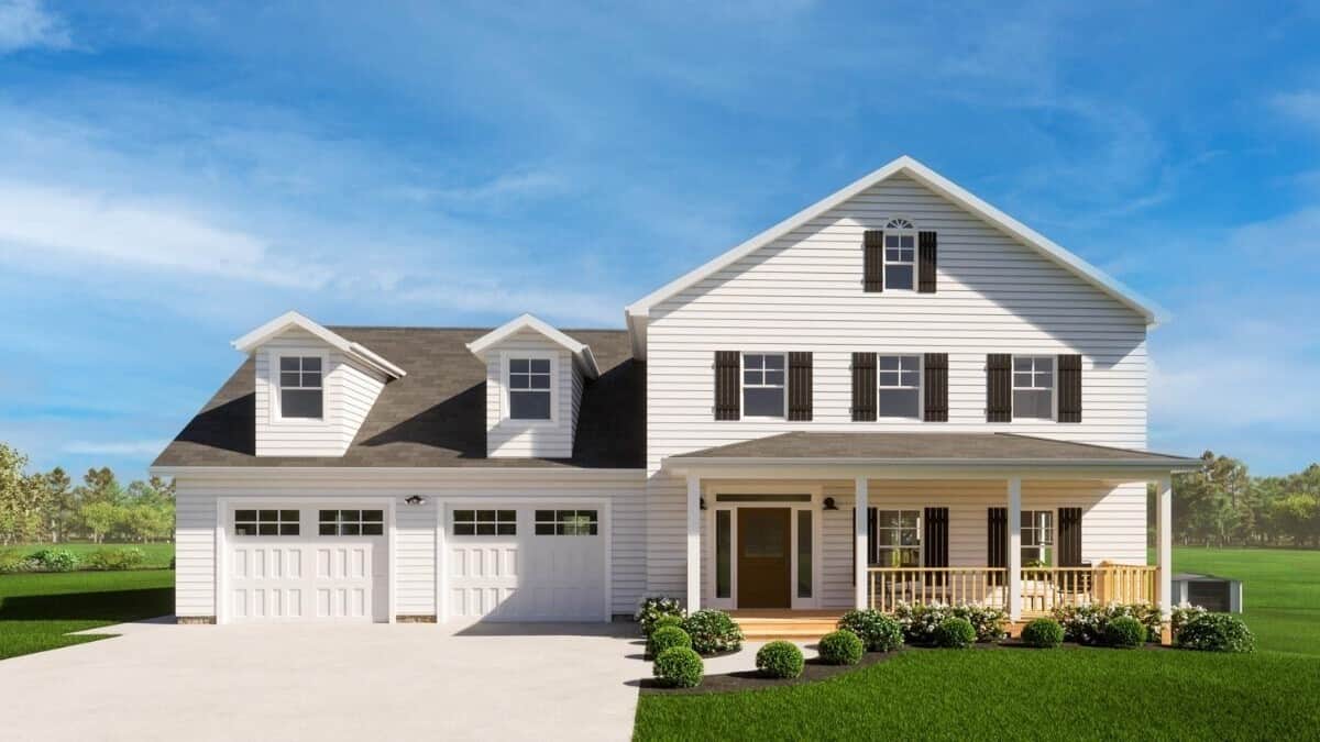 3-Bedroom Country Style Two-Story Home with Open-Concept Living and Bonus Expansion (Floor Plan)