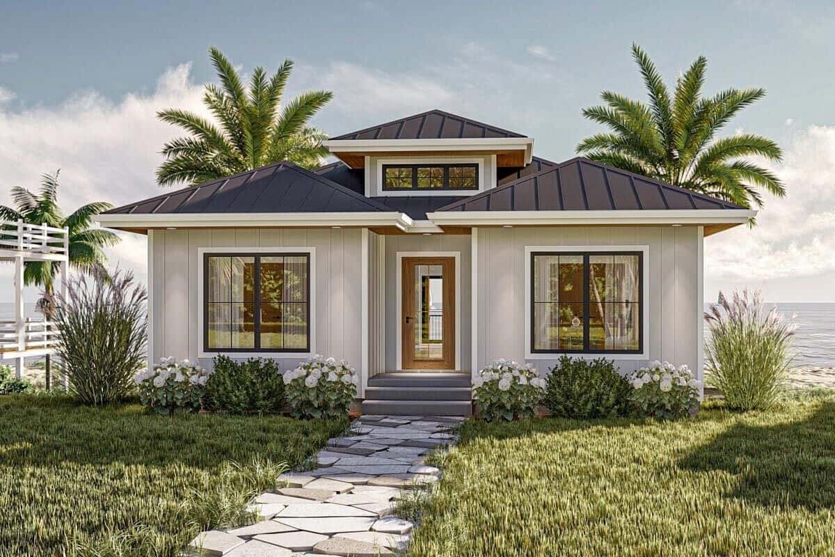 3-Bedroom Cottage Style Single-Story Home for a Narrow Lot with Basement Expansion (Floor Plan)
