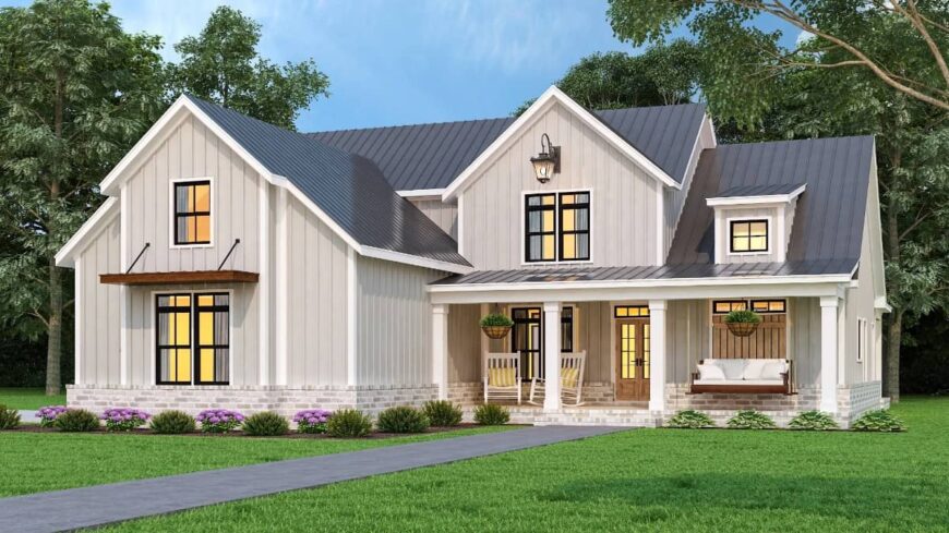 Cranberry Gardens Two-Story 3-Bedroom Modern Farmhouse with Wraparound Porch and Lower-Level Expansion (Floor Plan)