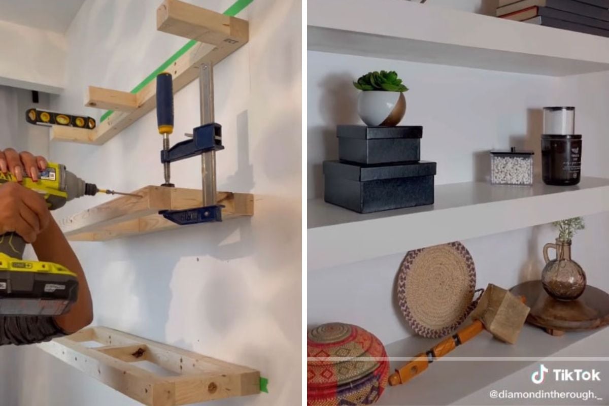 Homeowner Creates DIY Floating Shelves that Blend Perfectly Into the White Wall