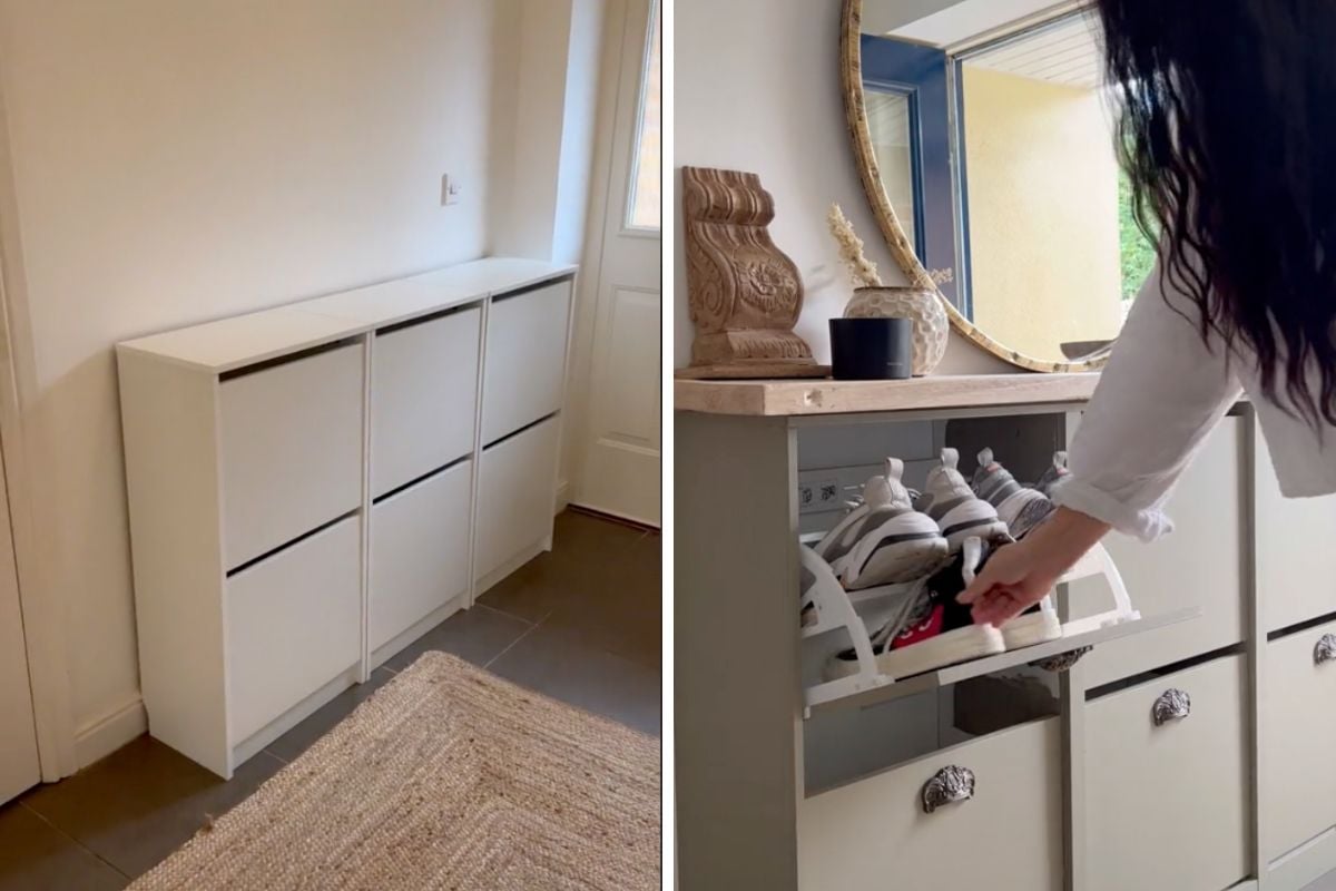 Woman Converts 3 Cheap IKEA Shelves Into Beautiful Shoe Storage Unit