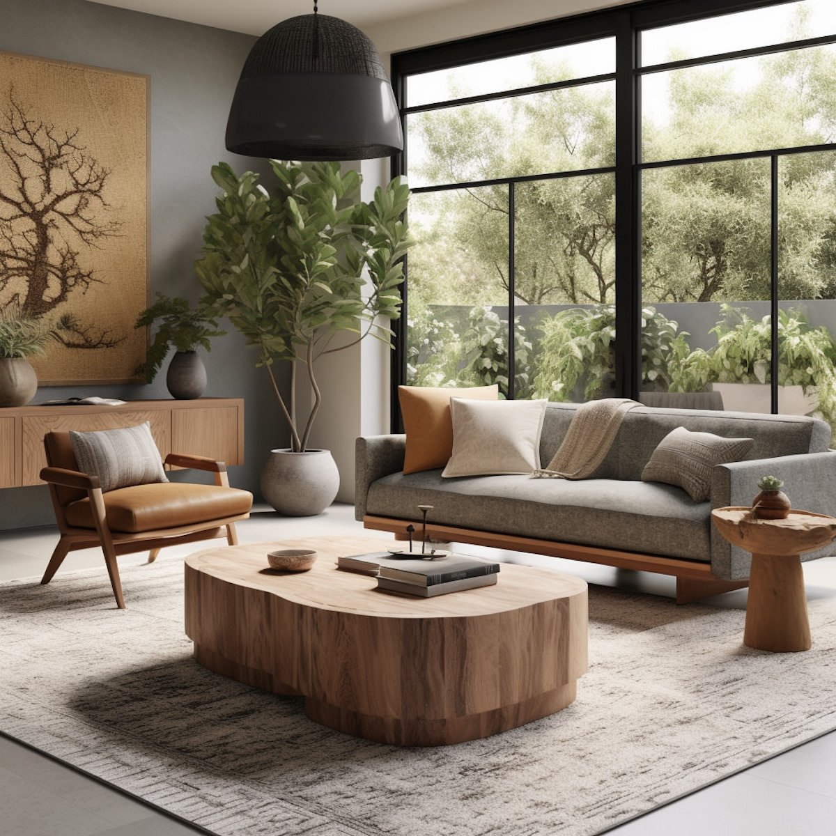 Organic modern living room design