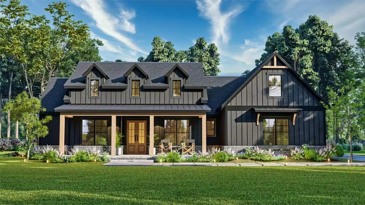 Modern Farmhouse Style Single-Story 3-Bedroom Pinecrest Home with Front Porch and Bonus Expansion (Floor Plan)