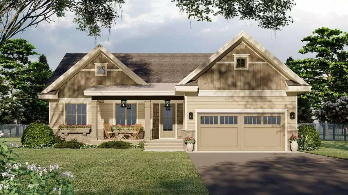 Eagle Creek 3-Bedroom Single-Story Craftsman Ranch with Covered Front Porch and Finished Basement (Floor Plan)